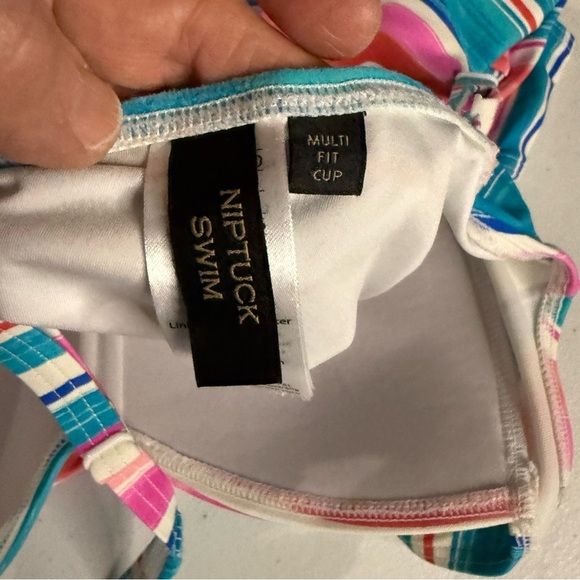 Niptuck Striped Swimsuit Blue, Pink & White Multi-fit Cups Ruched Women’s Size 6 - Picture 11 of 12